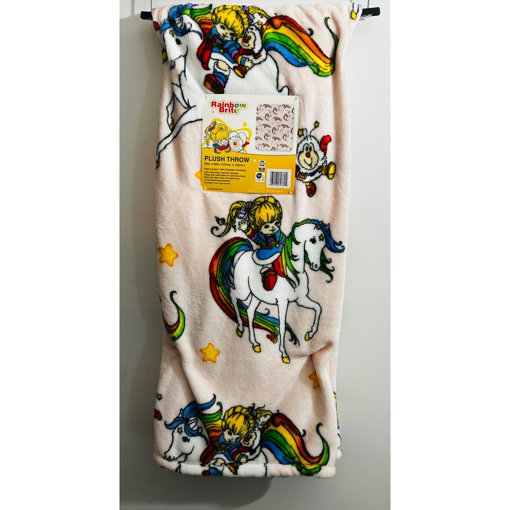 Rainbow Brite Plush Throw Blanket 50x60 Lt Pink Starlite Twink NWT 80s Kidcore